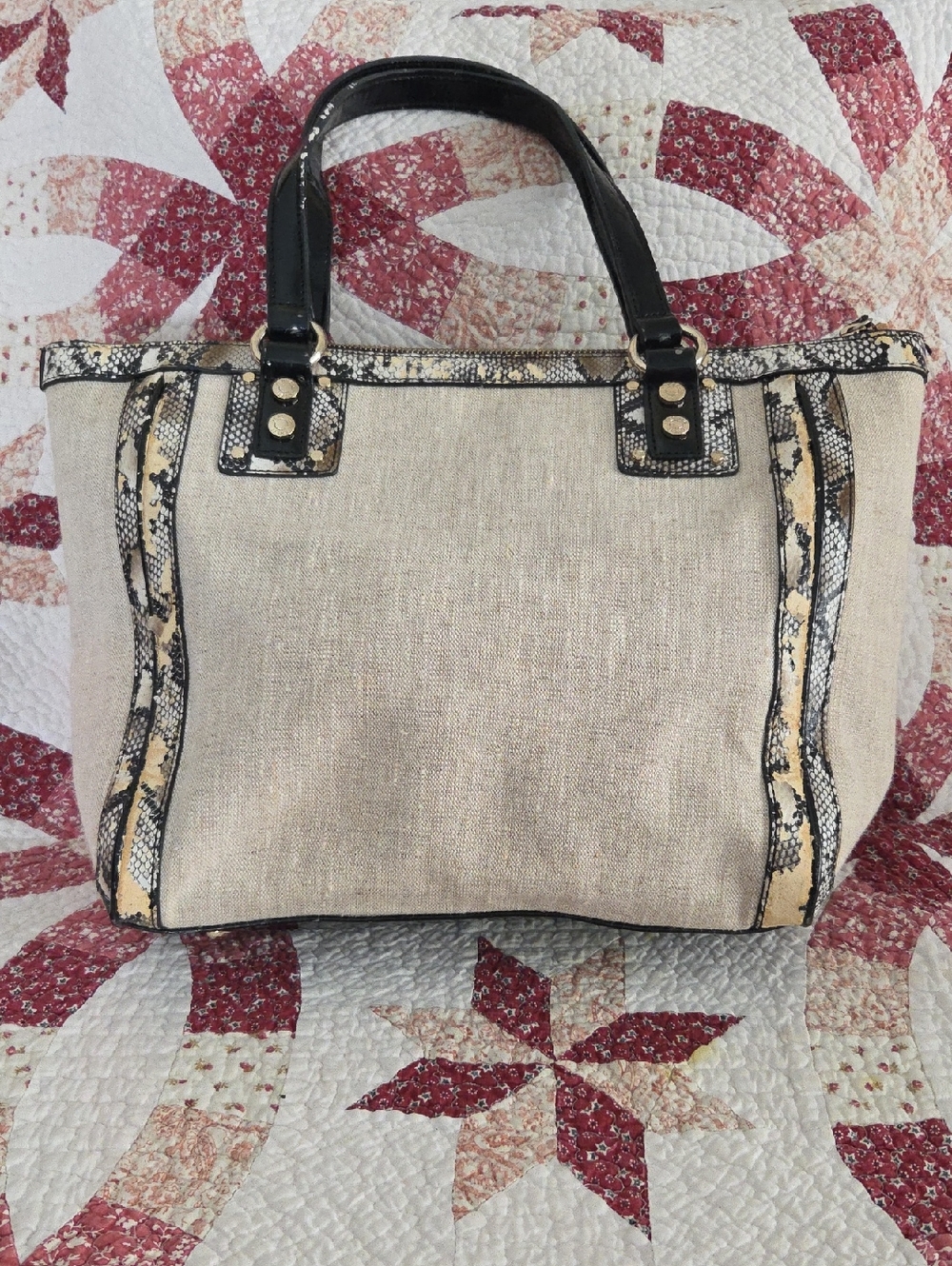 Versace Jeans Collection Beige Denim Shoulder bag with Black Snake-Trim - Picture 5 of 13